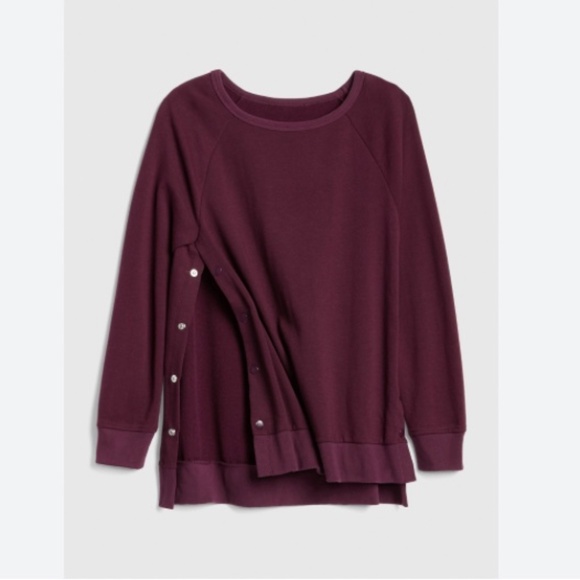 GAP Maternity Side-Snap Nursing Sweatshirt in Secret Plum Size Large - Picture 2 of 4